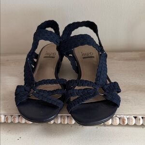 Impo Navy Braided Strappy Slingback Sandals